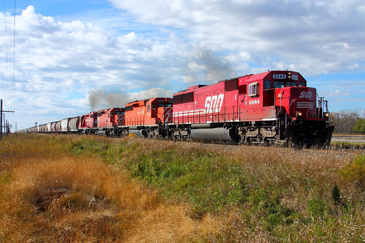 SOO 6044 leads praire grain towards Brandon and points east.