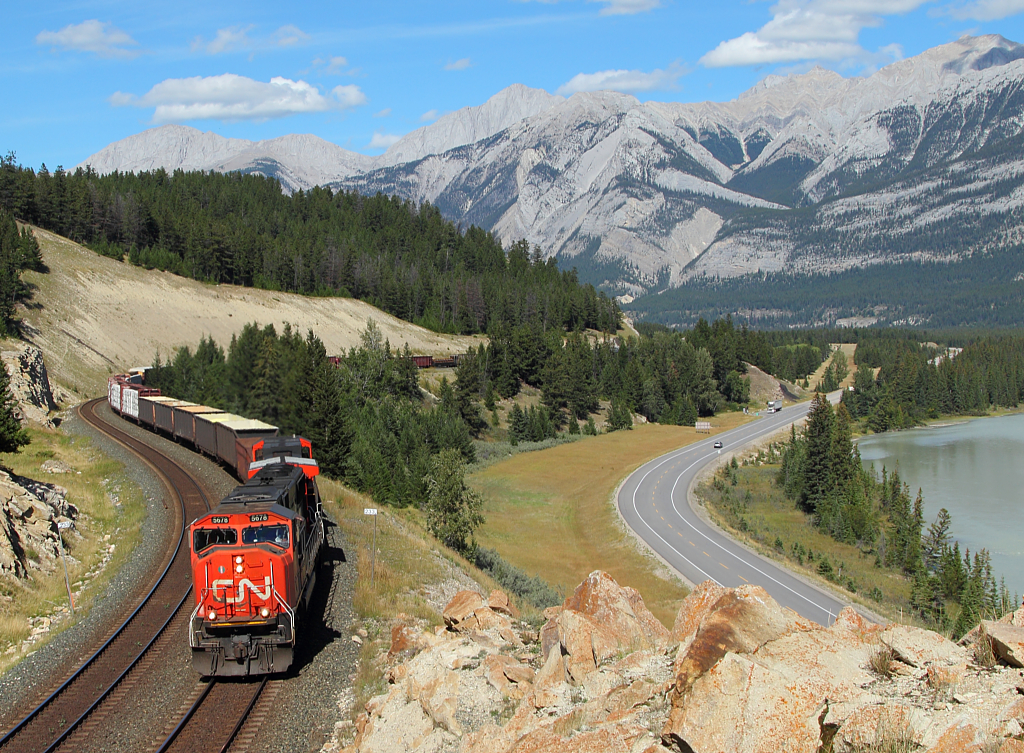 CN 417 snakes it's way towards a crew change in Jasper.