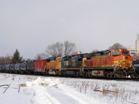 BNSF 4350 - CSXT 7743 - BNSF 8851 bring another train of "black gold" east through Brantford