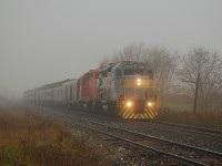 CP 40B crossing Edworthy Side Road in the heavy morning fog