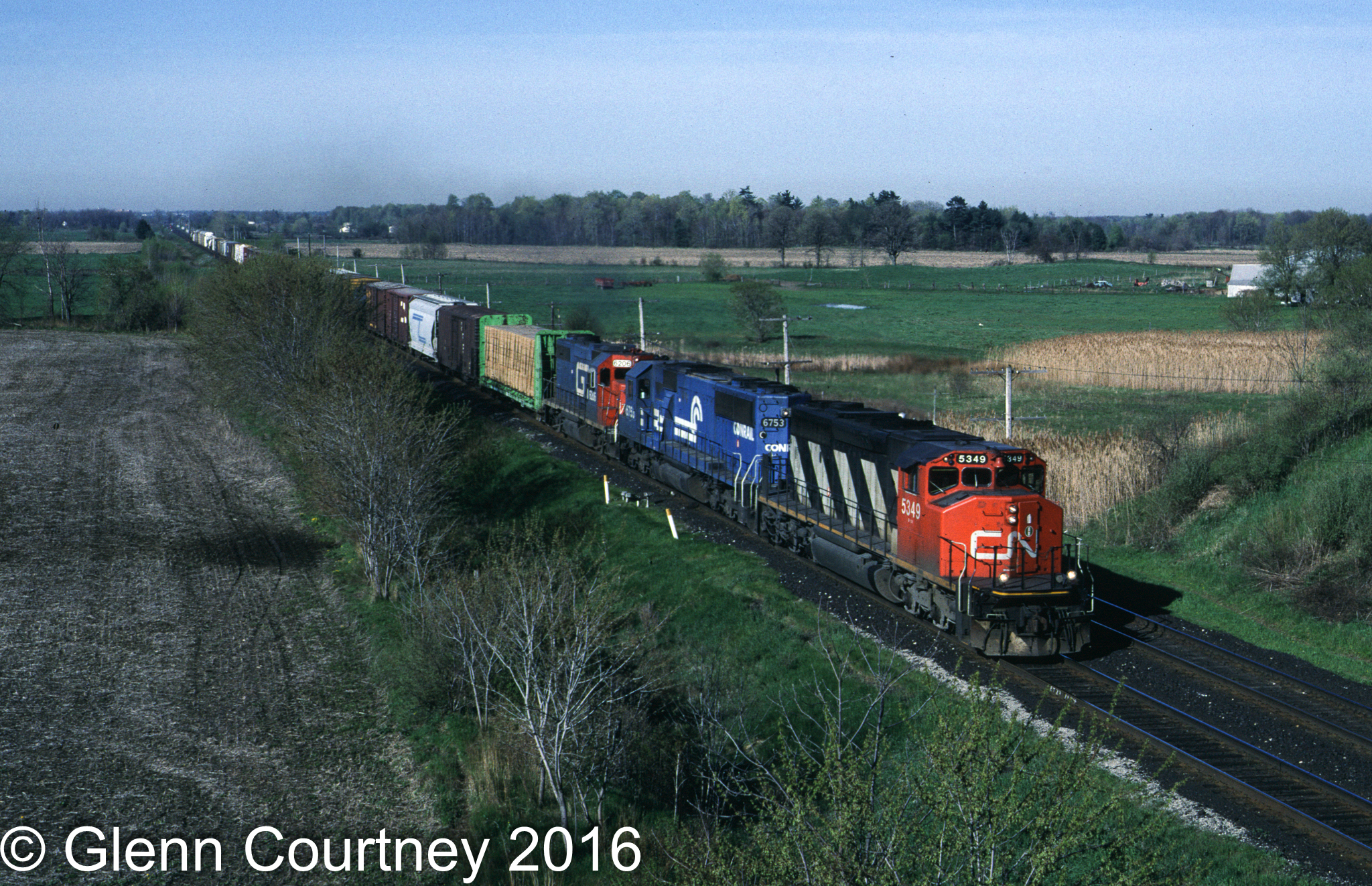 Railpicturesca Glenn Courtney Photo Cn Sd40 2w 5349 Leads Train