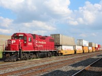 GP38-2 built in 1985 works the storage tracks at the container yard.