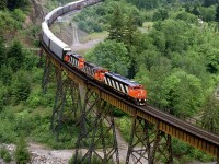 The more traditional view of Anderson Creek bridge. This is an eastbound auto train.