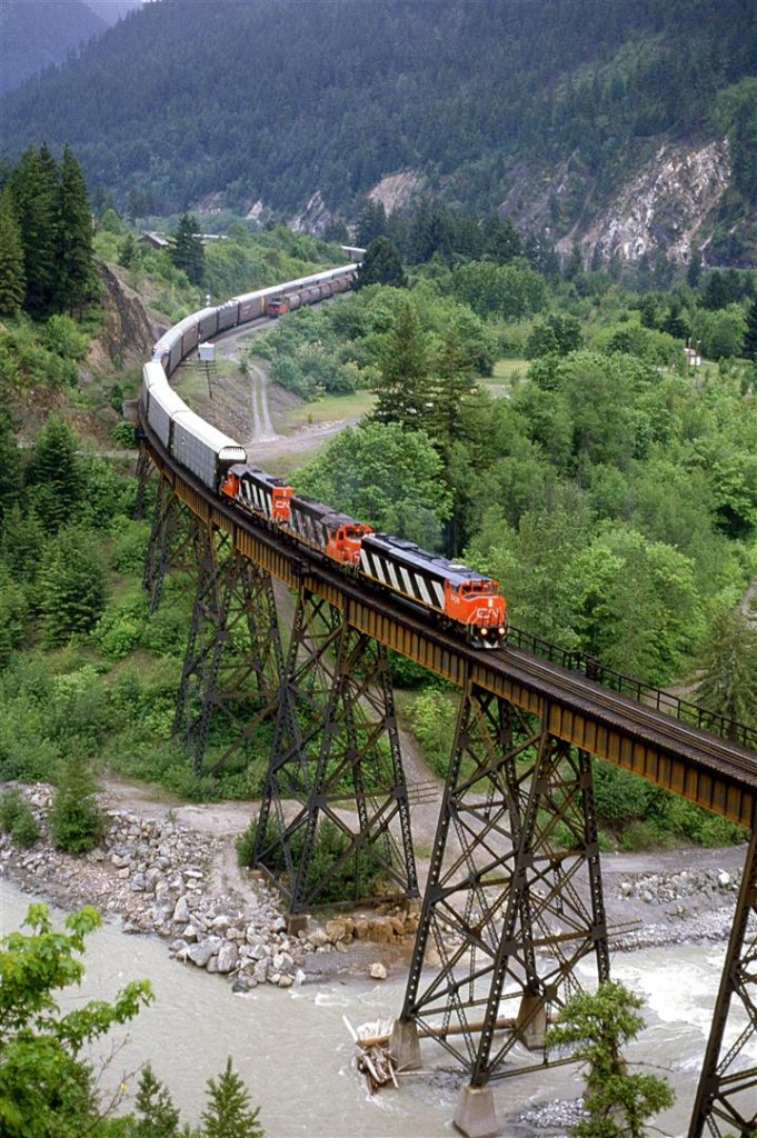 The more traditional view of Anderson Creek bridge. This is an eastbound auto train.