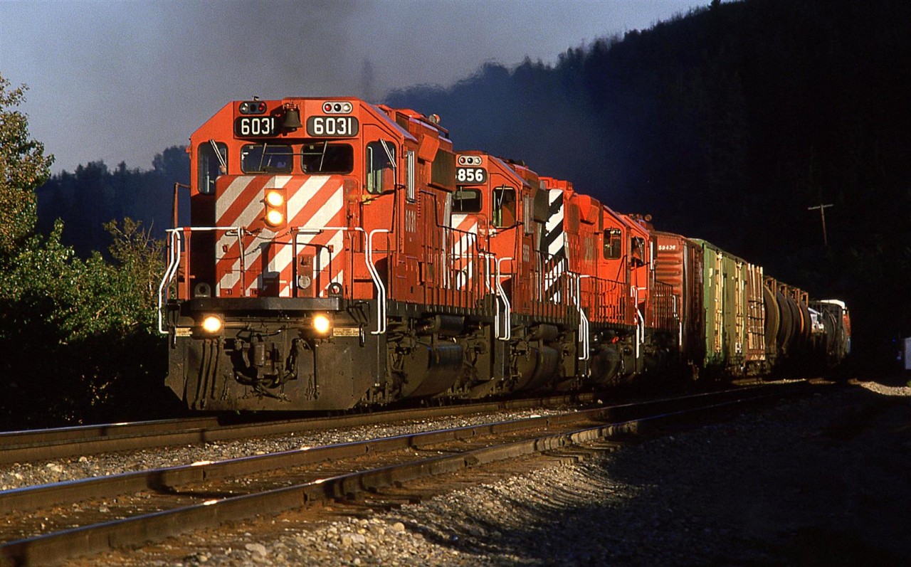 At 2020hrs, there is still plenty of daylight left in the day. This CP westbound manifest is pulling hard to accelerate the train out of Calgary.