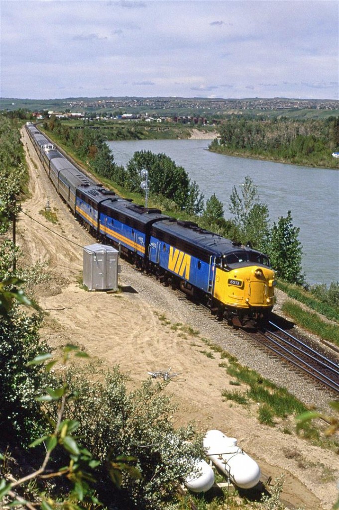 The eastbound "Canadian" hustles out of the Brickburn siding, only moments away from the Calgary Station.