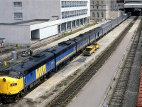 This is my one and only shot of the "Canadian" at Calgary station. It is an easy shot to get because there is a convenient open parking lot here.
