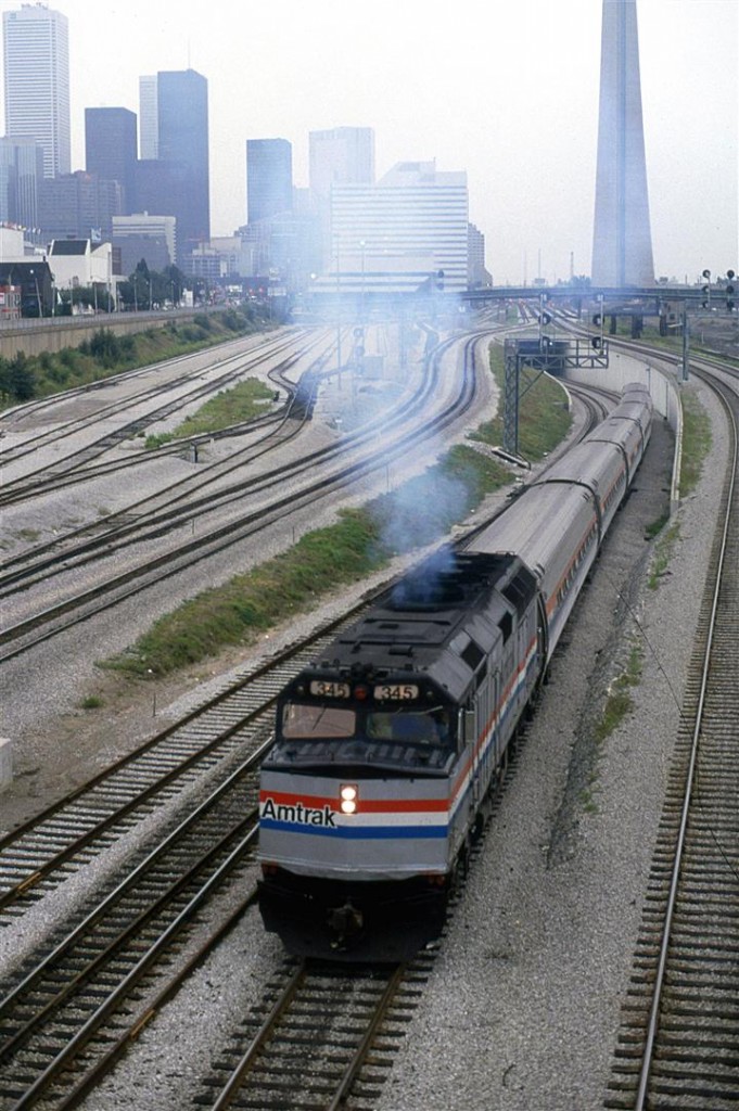 I had a long flight layover in Toronto so I took the opportunity and went downtown. It was a Sunday morning, I believe so things weren't too busy. Here, the "Maple Leaf" is heading out to New York City.