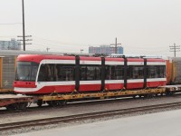 New Bombardier TTC streetcar awaiting delivery.