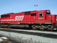 Just about one year left to go in SOO red as this SD60 built in 1989 was overhauled and repainted in Canadian Pacific June 2013 at CAD Rail in Montreal.