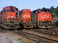 An interesting assortment of power sits in the small yard on Dartmouth's waterfront. The HR 616 probably came off a gypsum train. The 1786 was used in local service and I cannot tell you for certain what the 2042 would likely be doing in the near future.