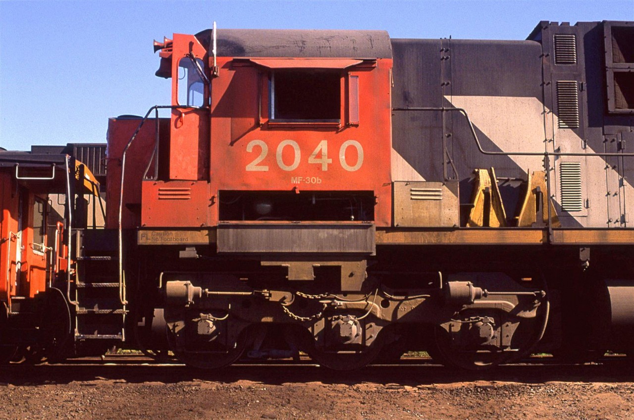 Looking rather forlorn, almost like it is in a dead line, this C630 is indeed live and well (for the time being - there are still 6 to 10 years left in the old beasts). It waits between jobs in the small yard in "downtown" Dartmouth.