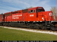 SD30C-ECO #5028 sits as train T28 (CSX Grain Train) on the Essex Terminal waiting on a signal from the RTC to proceed back to home rails after delivering an 80 empty CSX grain train to the ETR for forwarding to ADM in Ojibway.