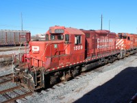 One of the 4 remaining GP9's on the  property, CP 1559 was built in 1955. The 8249 is also still in the yard and the 1594 has gone to the OSR.