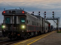 CN 8018 leading the CN Test Track Evaluation train at the Sarnia VIA platform.