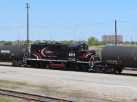 Just about to head out of the yard today when a train pulled up along the track, stopped and provided me with this surprise CANDO unit. Heard that it may be going to Orangeville as a replacement for a defective unit up there.