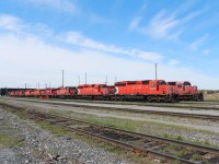 Here at the east end of the Diesel facility sits two tracks of mostly SD40-2's in storage. The first two pictured the 6067 & 6069 were running not too long ago but are shut down as apparently all SD40-2's across the system.