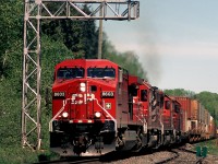 CP 8603 west, Train #119, knocks down the signal for east siding switch Loon at MP 101.8 on the Nipigon subdivision.