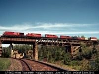 CP 8603 leads three SD40-2's west with Train #119 as it crosses the big bridge over the Nipigon River just east of the town of Nipigon, Ontario.