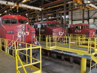 3 units lined up for shop repairs/maintenance. The AC4400's 9781 & 9759 were built in 2003 while the 8792 an ES44AC was built in2006. 