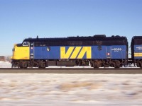 A pacing shot of the westbound "Super Continental" from highway 16 near Riley. We received some strange looks from the cab as we paced the train for a mile or two.