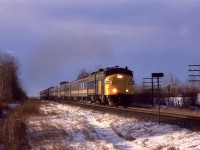 Shortly after a welded rail clear to the west, the combined eastbound "Super Continental" and "Skeena" came through Wildwood, about 1 1/2 hours west of Edmonton