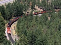 Most railfans at this spot are training their lenses on the CN as it traverses the north side of the Thompson River through White Canyon. I only had this eastbound CP empty grain train to photograph.