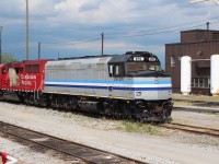 Larry's Truck Electric F40PH sits 1 track east of the service island. Built in 1977 it has seen numerous owners starting with Amtrak, New Jersey Transit, SLC and AMTL Montreal's commuter agency. It's has always been numbered 270.