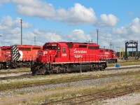 Traces of it's EXPO 86 paint long gone, SD40-2 5698 sits at the east end of the RIP tracks.