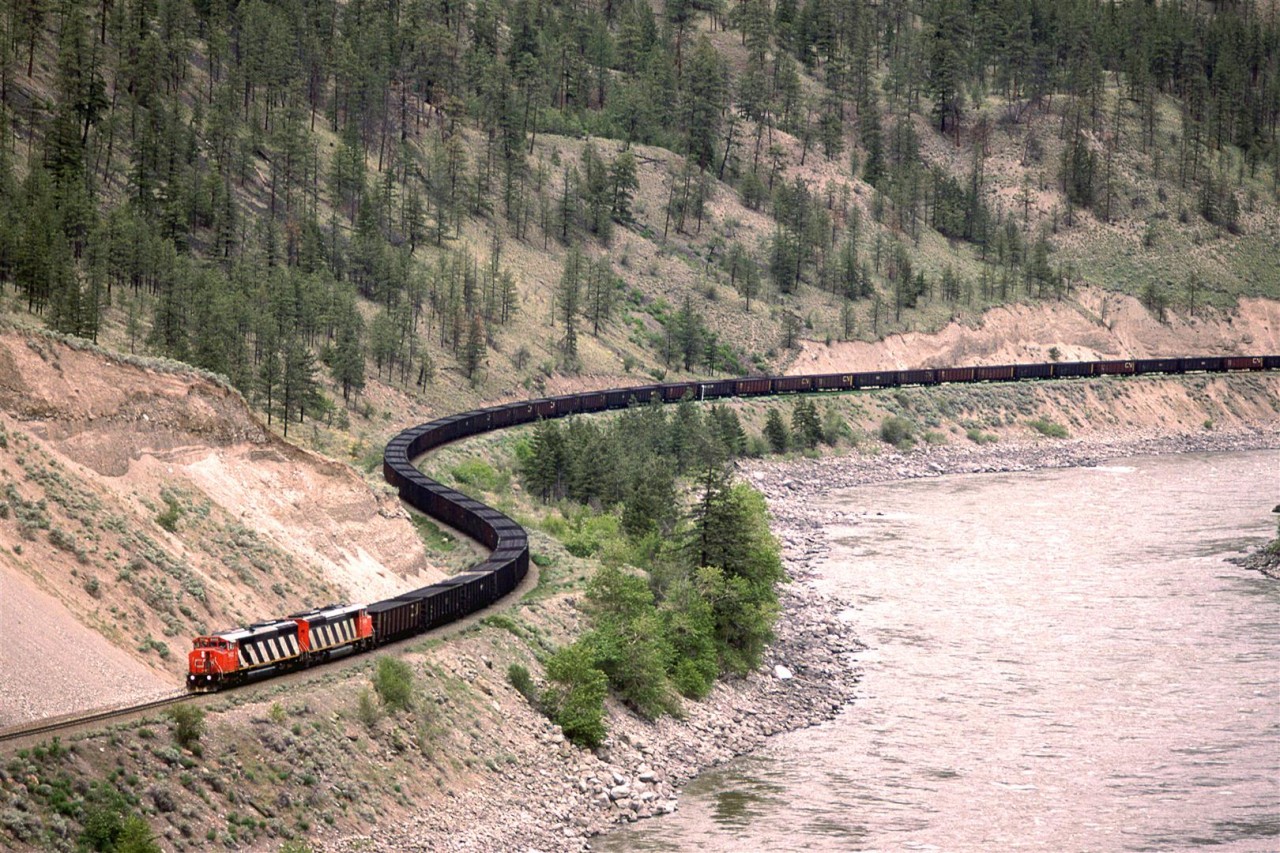 Another coal train heads to Roberts Bank. As usual, in slightly warmer weather, the "air conditioning" is open.