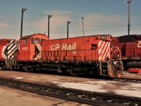 Daughter slug SW1200RS sits at the old fueling station at Agincourt. Built by GMD in 1958 as #8116 and then renumbered 1272 in 1985 and converted to a slug in 1995. This unit was retired in 2012.