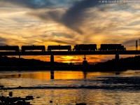 The last light of a hot and humid July day creates a beautiful silhouette of RLHH 597 as they make their way across the Grand River in Caledonia.