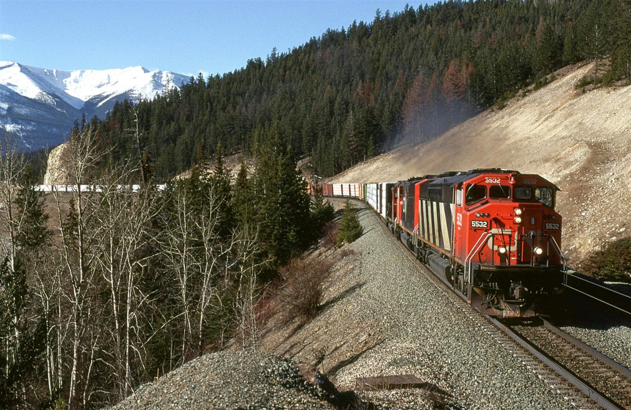 #359's counterpart, train #360 heads east with wood products from Prince George.