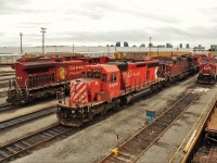 This is one of the SD40-2's that CP is hanging on to for the time being. At the time of this photo it was being used for shop moves until it ran out of fuel a couple of weeks later. It is now temporarily back in service as a snow plow unit.