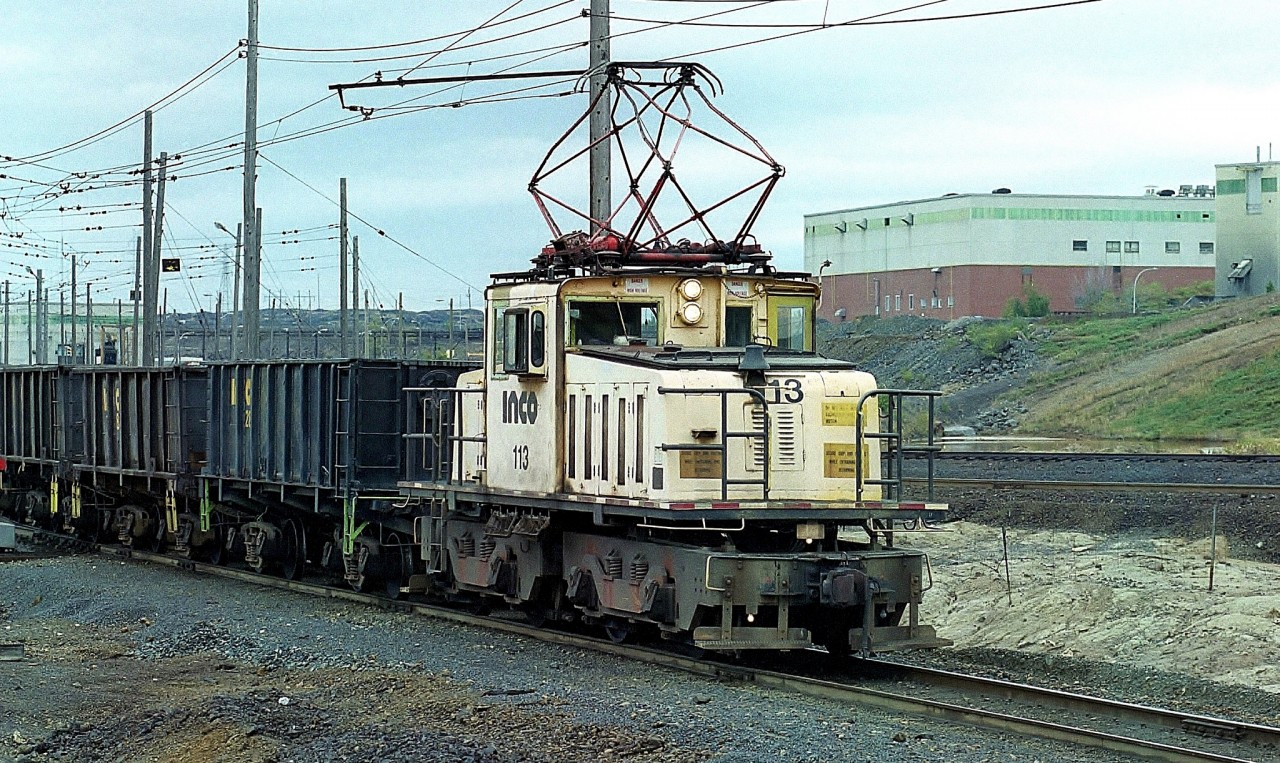 INCO 113, built in 1938 seen here switching empty ore cars at Clarabelle.