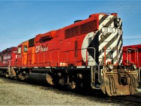 GP38AC #3015 appeared in Agincourt for a short stay to have repairs done and be put back into service. Apparently it had been in storage at St.Paul.