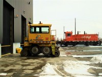 Hump mother SW1200RS 1156 was built in 1956 as CP 8136. It was converted to a Hump Control Unit in 2004. The trackmobile is no longer used at the shop for movements.