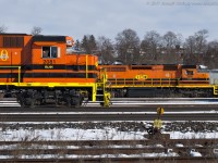 Looking more like a SOR yard than the CN Brantford yard, RLHH 2081 heads back to its train after the crew tied down RLHH 3404 in the yard.