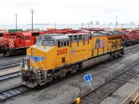 A UP Tier 4 Evo pauses on the west side of the shop tracks positioned just right to get an elevated shot by the back stairs. 