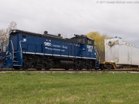 GMTX 223 sits coupled to a dimensional load from Trenergy Plant in St. Catharines Ontario.  The 223 is the latest face of the Trillium Railway as they begin to turn to a more reliable motive power source over their ailing ALCOs.  223 will be returning to the GMTX with a new unit, GMTX 333 now on the Trillium property.