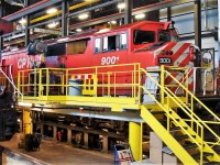 A rare appearance in the shop at Agincourt for a red barn, 9001 is in for some maintenance work and looks better than when it departed for good last month with it's brass painted bell, number boards and class lights still intact.