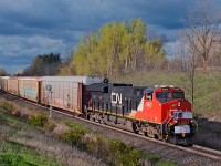 <b> Last Run </b> CN 570 coasts down the Halton Sub with empty multi's for Oakville and the hogger of the day running his last freight train on the CNR. Congrats Phil, it was a pleasure like always and enjoy your new gig over at VIA!