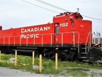 Hump braking control unit CP 1152 is seen here before being shipped out to SLM recycling. It was built from a SOO fuel tender that was originally Milwaukee Road GP9 2368. It was affectionately known a the U-boat around Agincourt/