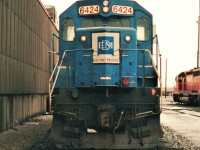 Captured alongside the older asbestos sided Agincourt Diesel Shop with it's Conrail lettering patched out is EMD leasing SD40 #6424 built in 1966 for the Pennsylvania Railroad as their 6076. It later became Penn Central 6076 and then Conrail 6329.