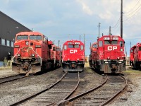 A trio of stored power on the shop's south side. AC4400 9568, GP40-2 4614 and SD40-2 6611 a dynamic braking equipped former SOO LINE unit.