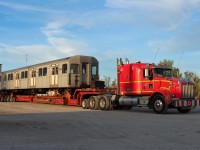 The usual ho hum drive back from the cabin on the lake required a u turn today when I spotted this TTC subway car at the Coffee Time on the corner of HWY 28 and  HWY 7. The friendly trucker gave his permission :)