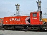 Former CP SW8 6701 was rebuilt into a yard slug (it was renumbered to 1011 in 1996) and is shown here after being retired.