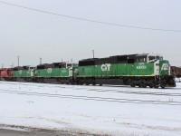 Burlington Northern Lives! 3 ex BN SD60M's in transit through Agincourt Yard.