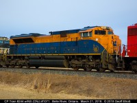 Thanks to a H/U via Earl Minnis from Mike Harding late the night before that 244 was leaving Elkhart with the NS 1071 leading. This gave me some motivation to watch what was going on this morning. After tracing as in Windsor @ 0800 I figured I'd have a chance.  Here is NS 1071 in it's Jersey Central Railroad heritage scheme, mid-consist now behind CP 3033, looking a little worn for wear and needing a bath.  The sun peaked out just long enough to shed a little light on the subject to help. That's another NS Heritage I can cross off the list.