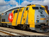 Not as fresh of a 'wrap' as we had yesterday, but 908 looks pretty clean while it sits in Windsor on March 23, 2018 waiting to depart as the leader of Train #76.  I think the "40" looks better on the F40PH-2D's than on the GE's, but that's just my opinion.